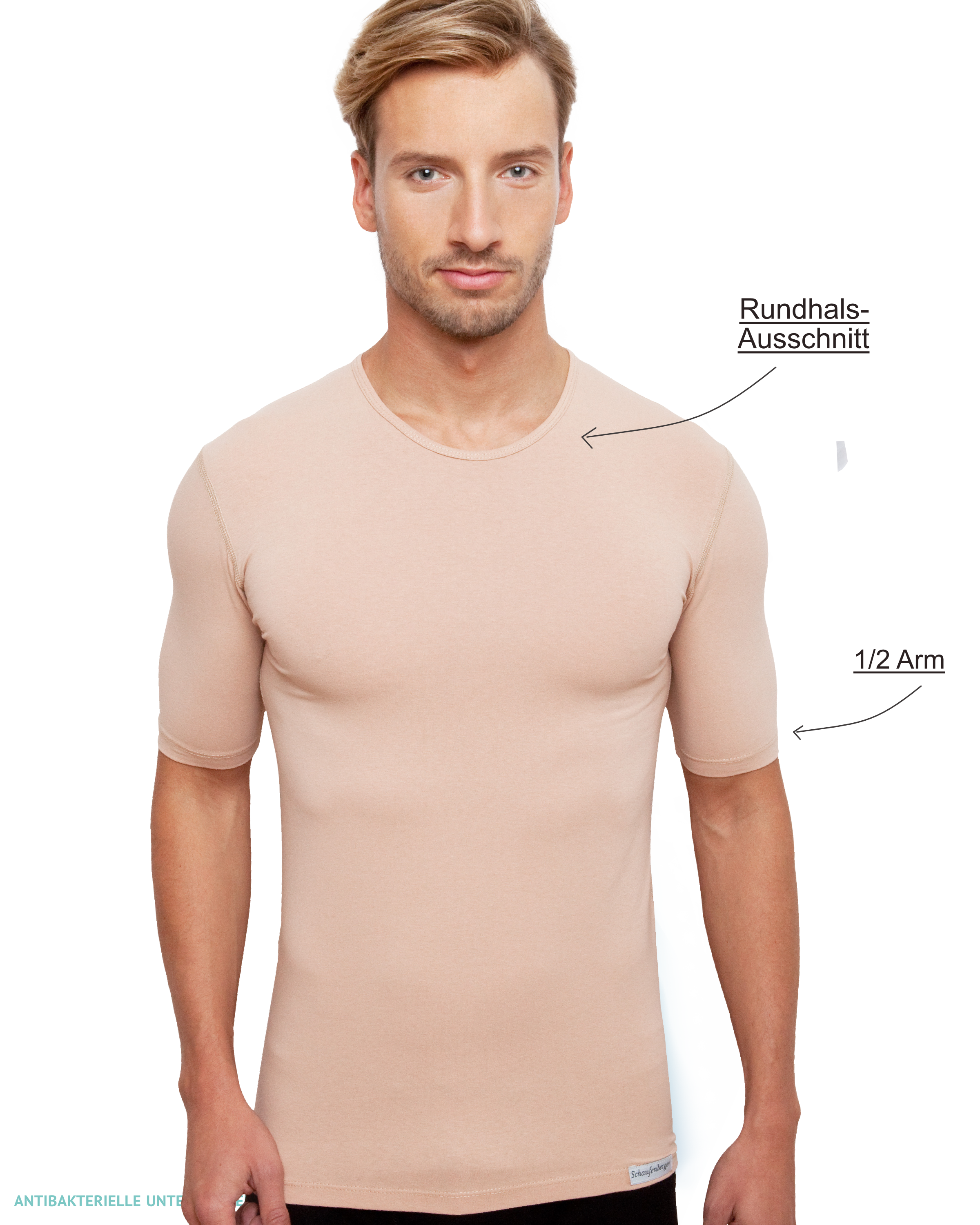 Rundhals Unterhemd Herren hautfarben – unsichtbar unter Hemd | Schaufenberger®