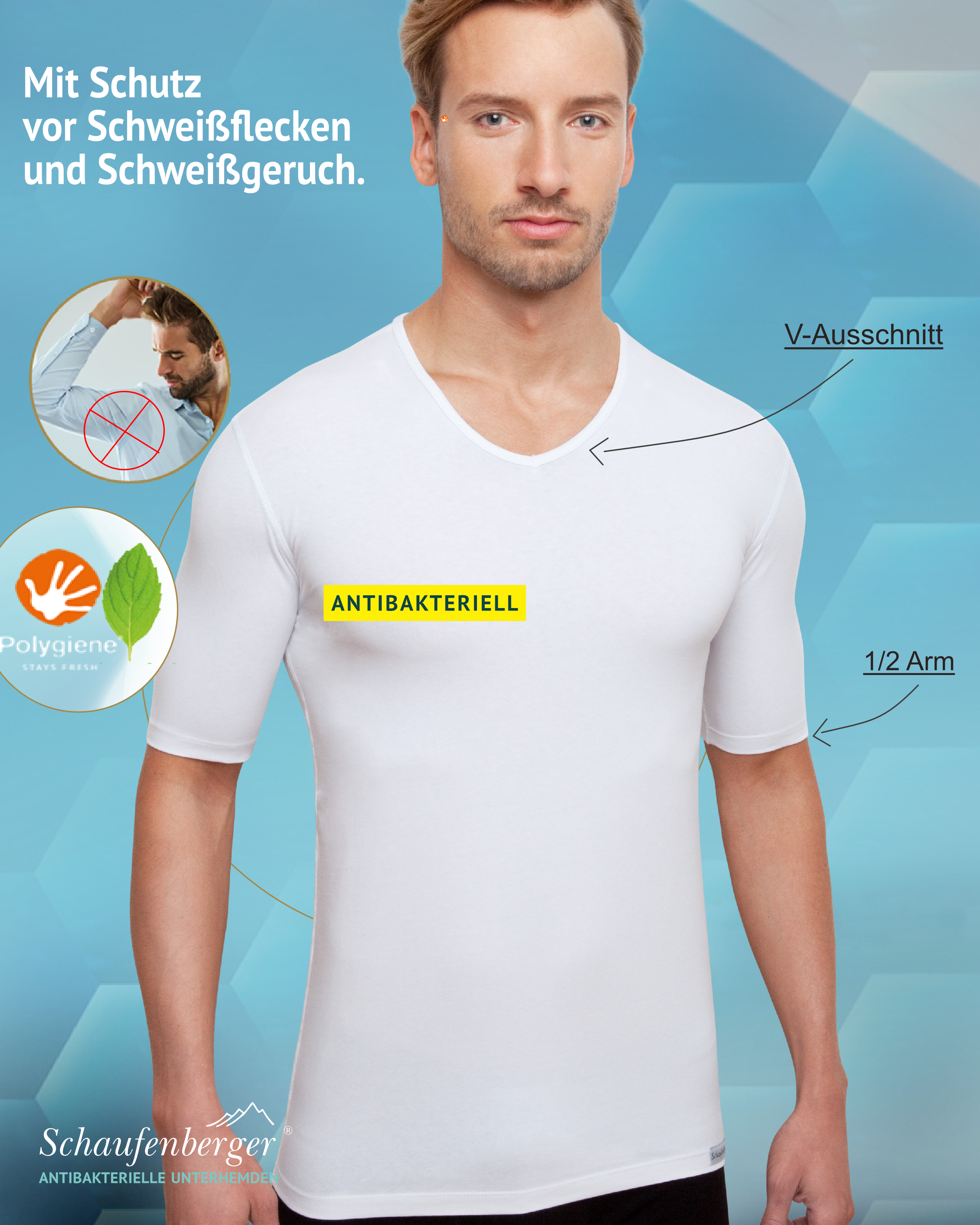 Anti-Schweiß Unterhemd Herren – unsichtbar & antibakteriell V-Ausschnitt