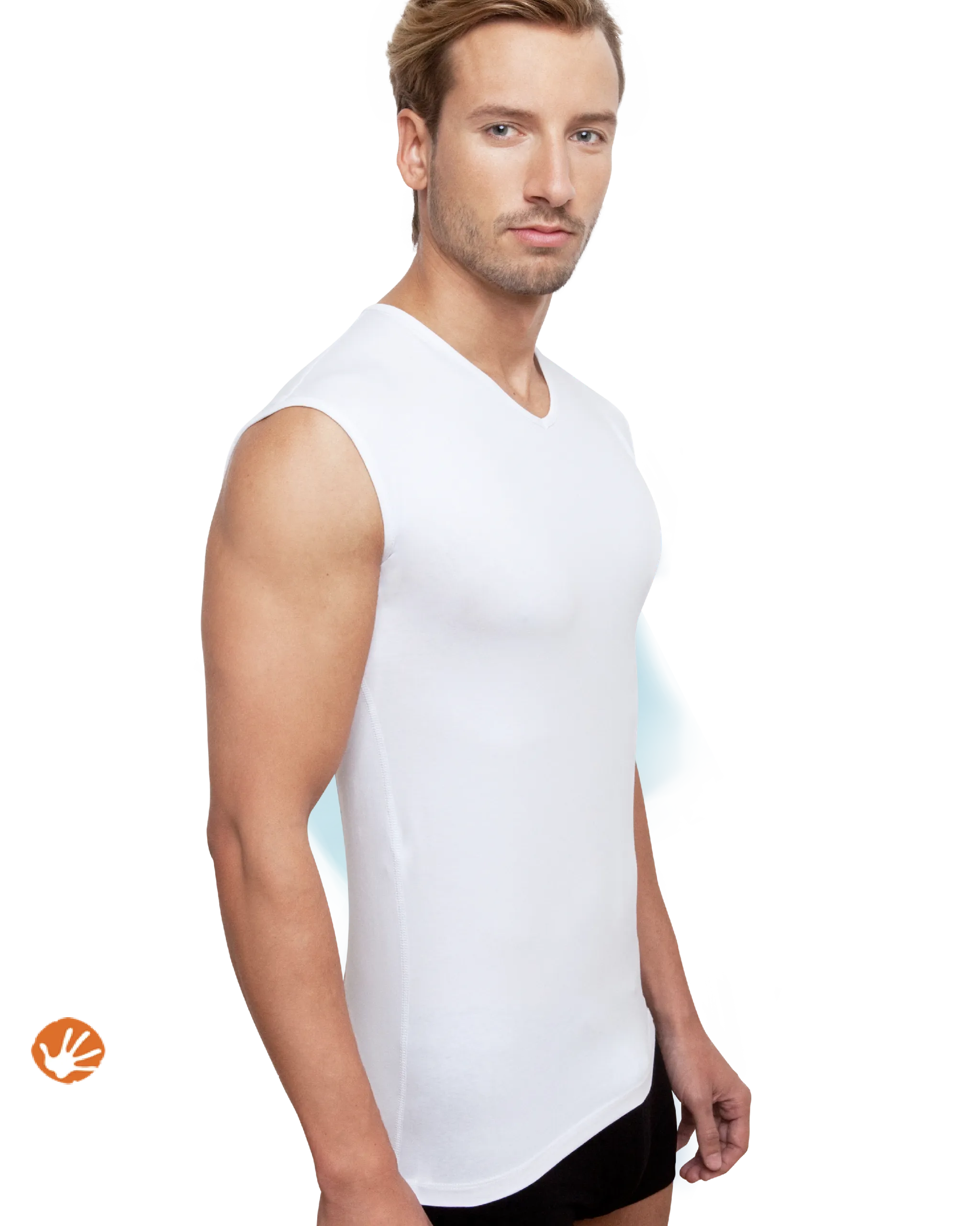 Anti-Schweiß Trägershirt Herren Weiß – Detailansicht | Schaufenberger®