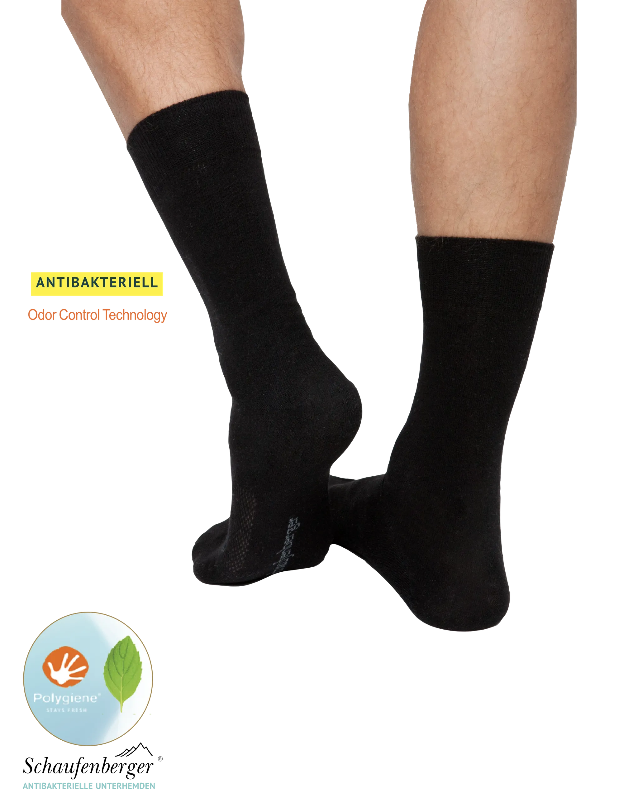 Antibakterielle Socken Schwarz – Polygiene® | Schaufenberger®